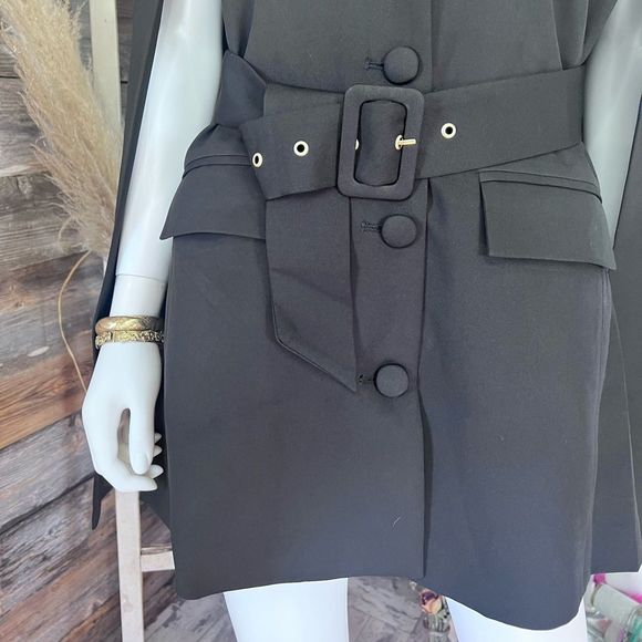 Flying Tomato Flying Into You Caplet Belted Dress Black Front Pockets 💗 - Picture 5 of 6